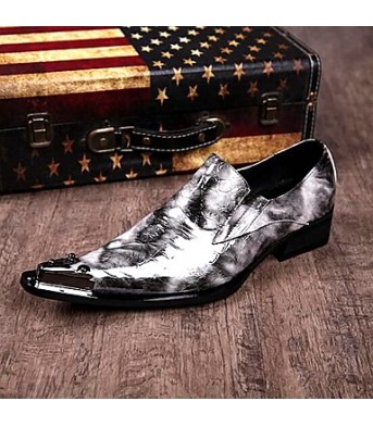   2016 New Style Pure Manual Black Water Wave Wedding / Night Club & Party Cowhide Leather Loafers  