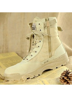 Shoes   2016 Hot Sale Outdoor/Work Leather/Synthetic Hard-wearing Combat Boots Black / Beige  