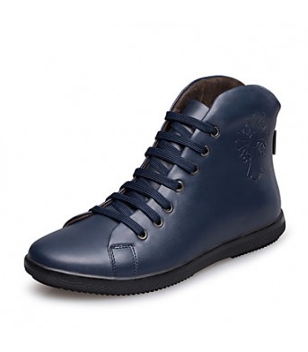 Shoes Leather Outdoor / Office  Career / Casual Boots Outdoor / Office  Career / Casual Flat Heel Lace-up Black / Blue  