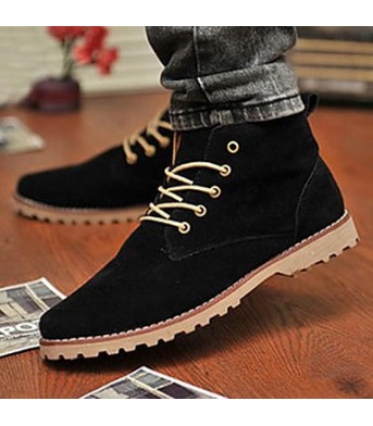 Shoes Leatherette Casual Boots Casual Flat Heel Lace-up Black / Blue / Yellow / Green  