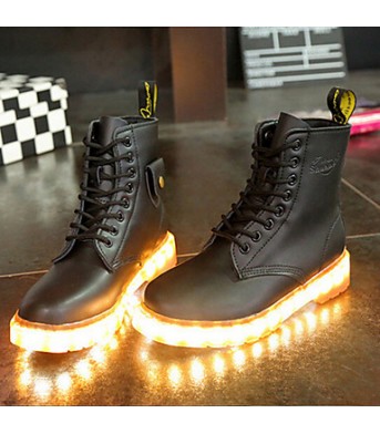 7 Colors Luminous Shoes Men Women Unisex Couple Lace-Up Toe Boot Martin boots Fashion Casual Flat Led Shoes Usb Charging  